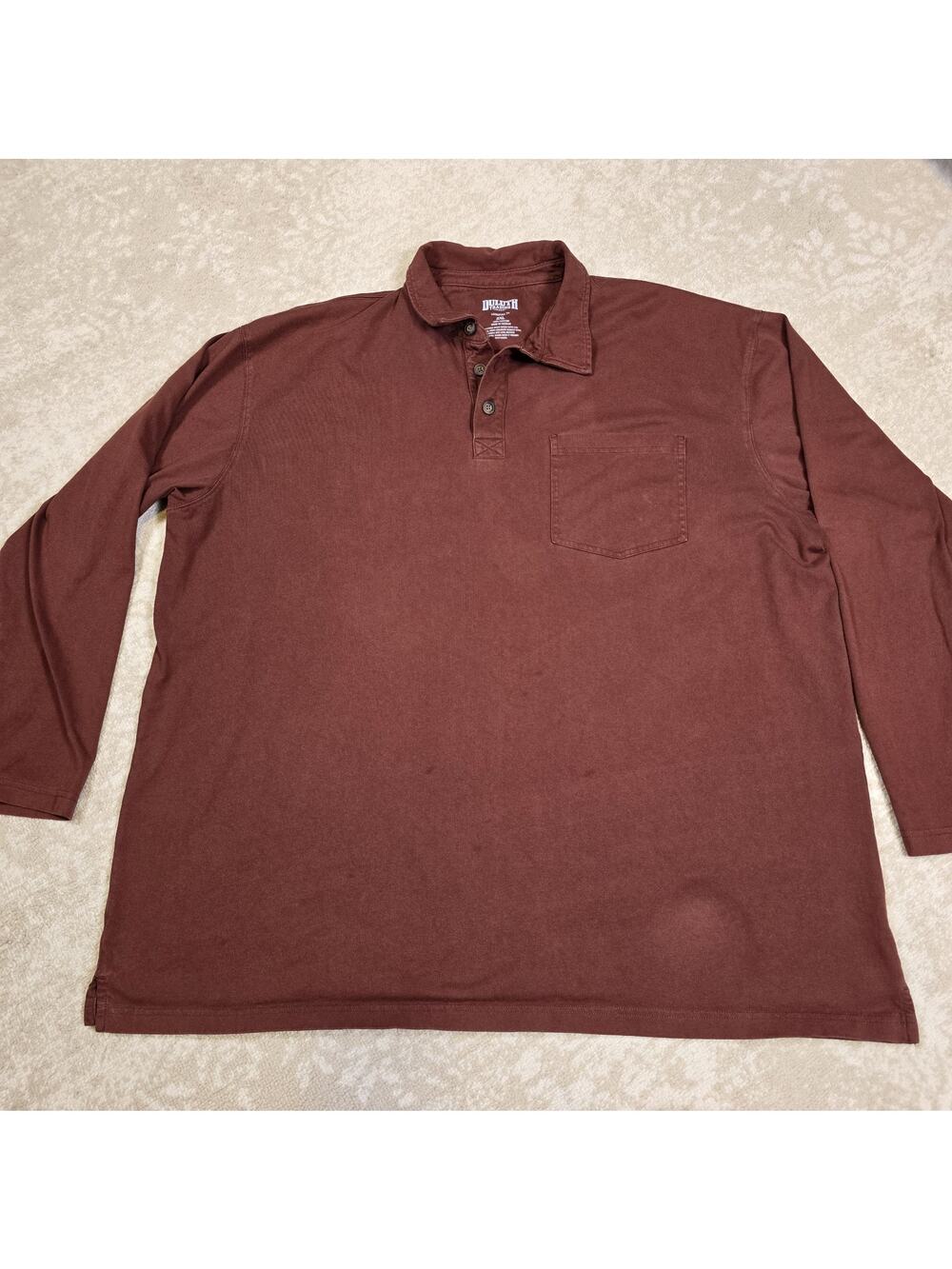 Duluth Mens 2XL Relaxed Fit Long Sleeve Red Pocket Polo Workwear See Pics/Wear